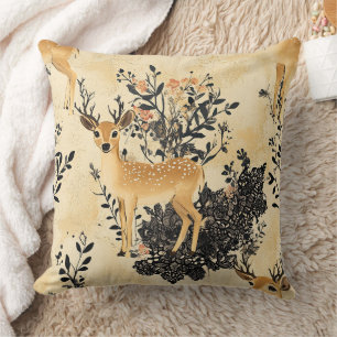 Cottagecore-Rehkitz-Blumenmuster Kissen