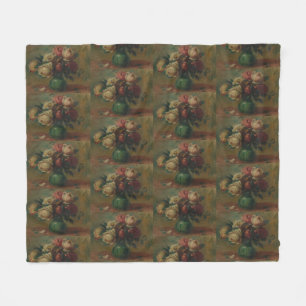 Cottagecore Renoir Blumen Altrosa Kunst Fleecedecke