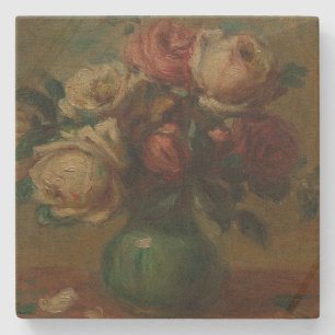 Cottagecore Renoir Floral Vintage-Rosen-Kunst Steinuntersetzer