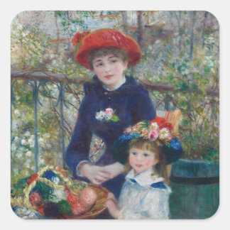 Cottagecore Renoir Schwestern Garten Landschaft Quadratischer Aufkleber
