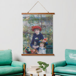Cottagecore Renoir-Schwestern-Gartenlandschaft Wandteppich Mit Holzrahmen
