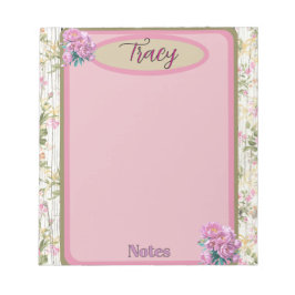 Cottagecore Rosa Blumen Garten individuell Notizblock