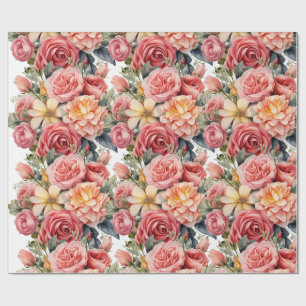 Cottagecore-Rosa Rosen Geschenkpapier
