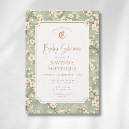 Cottagecore Salbei Blüten Eukalyptus Baby Shower Einladung