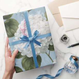 Cottagecore Sanfte Blaue Hortensien Blumenmuster Geschenkpapier