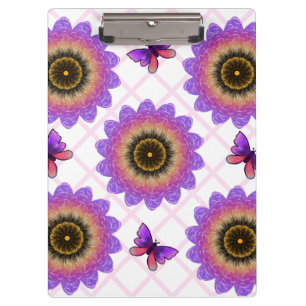 Cottagecore Schmetterling & Blumen Gitter Muster Klemmbrett