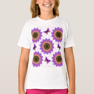 Cottagecore-Schmetterling- und Blumenrastermuster T-Shirt