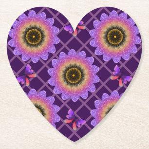 Cottagecore-Schmetterling- und Blumenrastermuster Untersetzer