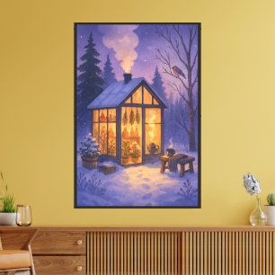 Cottagecore-Schneewald-Wandkunst Leinwanddruck
