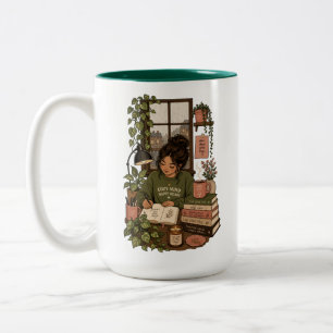 Cottagecore Selbstfürsorge-Illustration Zweifarbige Tasse