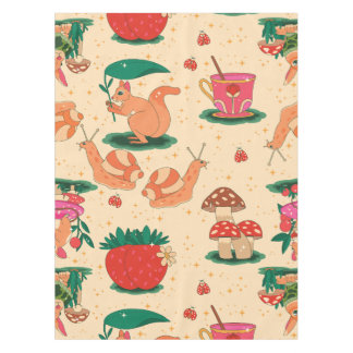 cottagecore snail magic strawberry squirrel beige tischdecke