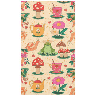 cottagecore snail magical garden frog beige tischdecke