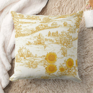 Cottagecore-Sonnenblumen-Toile-Landhausstil Kissen