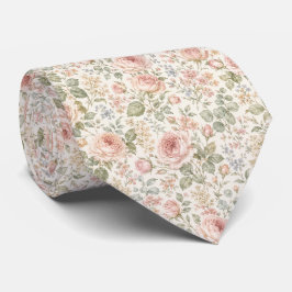 Cottagecore Staubrose Salbei Grün Floral Garten Krawatte