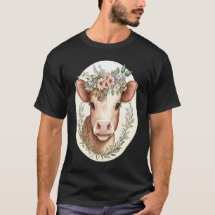 Cottagecore Süße Babykuh Kalb Florale Bauernhof Ti T-Shirt