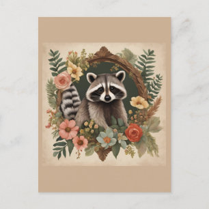 Cottagecore Süßer Waschbär Postkarte