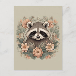 Cottagecore Süßer Waschbär Postkarte