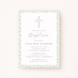 Cottagecore Tiny Floral Baptism Invitation Einladung