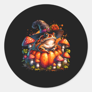 Cottagecore Toad Hexenhutpumpenpilz Mushroom Fall  Runder Aufkleber