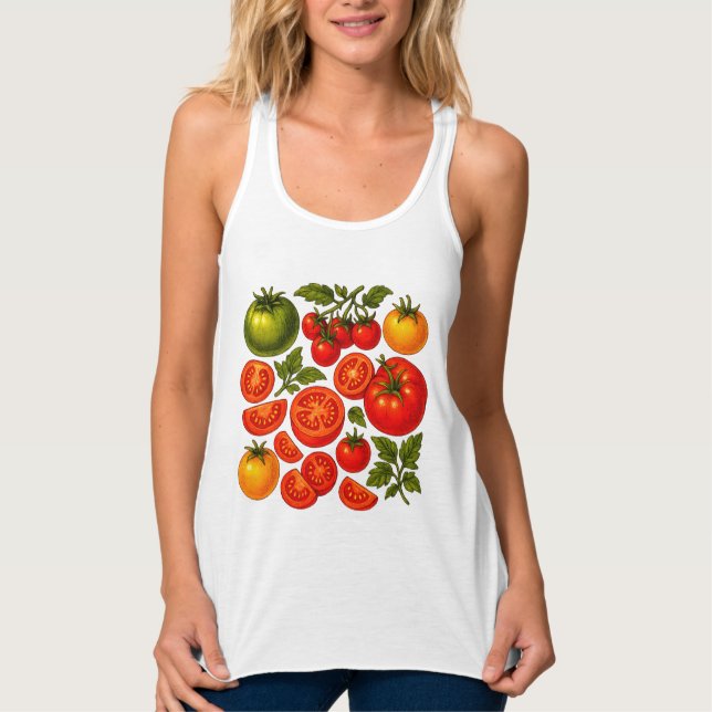 Cottagecore-Tomaten-Sommergemüse Tank Top (Vorderseite)
