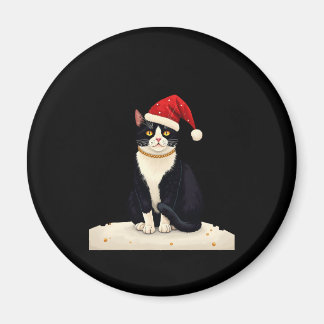 Cottagecore Tuxedo Cat Funny Xmas Aesthetic Santa  Magnet
