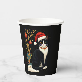 Cottagecore Tuxedo Cat Funny Xmas Aesthetic Santa  Pappbecher