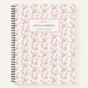 Cottagecore Vintage Floral Personalisiertes Spiral Notizbuch