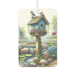 Cottagecore-Vogelhaus-Garten-Aquarell Autolufterfrischer