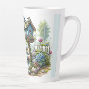 Cottagecore-Vogelhaus-Garten-Aquarell Milchtasse