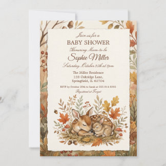 Cottagecore-Wald-Rehkitz- und Hasenbabyshower im H Einladung