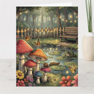 Cottagecore-Wald Whimsical Mushrooms Geburtstag Karte