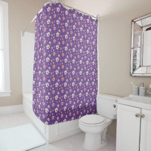 Cottagecore-Wasserfarben-Blumen-Lavendel-Muster Duschvorhang