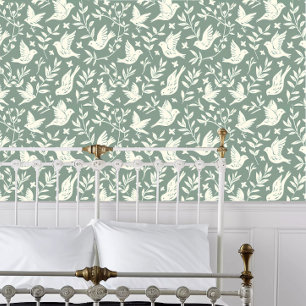 Cottagecore Weiße Papercut Flugvögel Tapete
