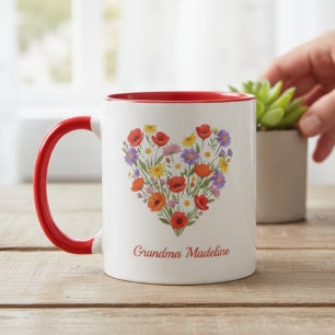 Cottagecore Wildblumen Herz Oma Muttertag Tasse