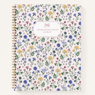 Cottagecore-Wildflower-Schleifen-Notizbuch Notizbuch