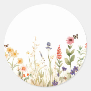 Cottagecore-Wildflower-Unterlage Vintage-Blumen Runder Aufkleber