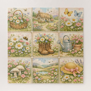Cottagecore-Wildflowergarten-Patchwork Puzzle