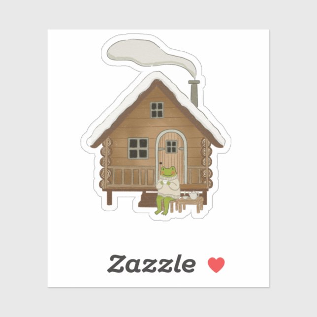 Cottagecore-Winter-Frosch-Illustrationsgeschenk Aufkleber (Blatt)