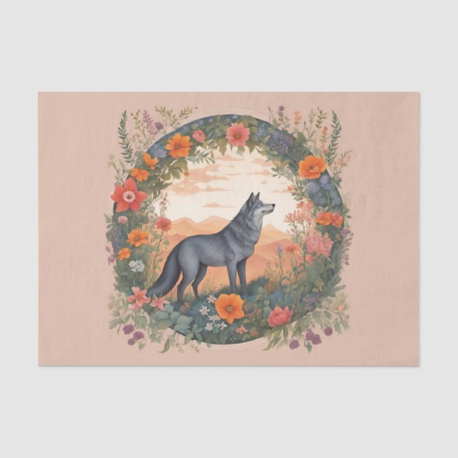 Cottagecore-Wolf-Decoupage Seidenpapier (Vorderseite)
