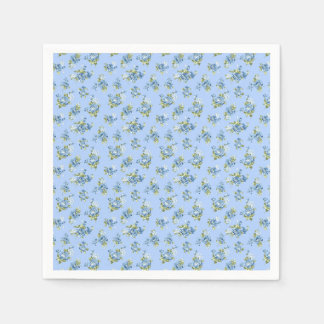 Cottagecore zarte blaue Rosen-Papier-Cocktailservi Serviette