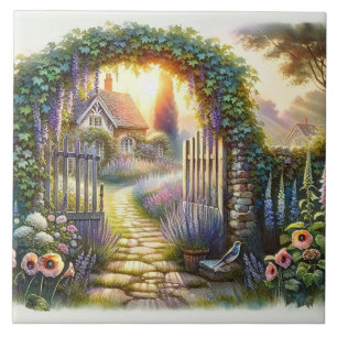 Cottagecore-Zauberhafter Gartenweg Fliese