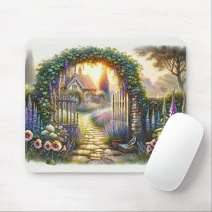 Cottagecore-Zauberhafter Gartenweg Mousepad