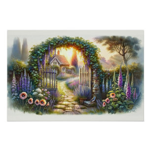 Cottagecore-Zauberhafter Gartenweg Poster
