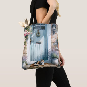 Cottages florales Porzellan mit Calico Cat