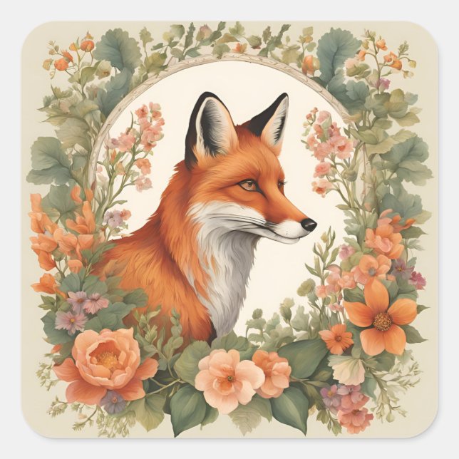 Cottages Fox Quadratischer Aufkleber (Vorderseite)