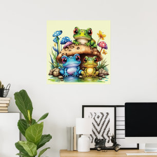 Cottages Toadstool Pilz und Frosch Poster