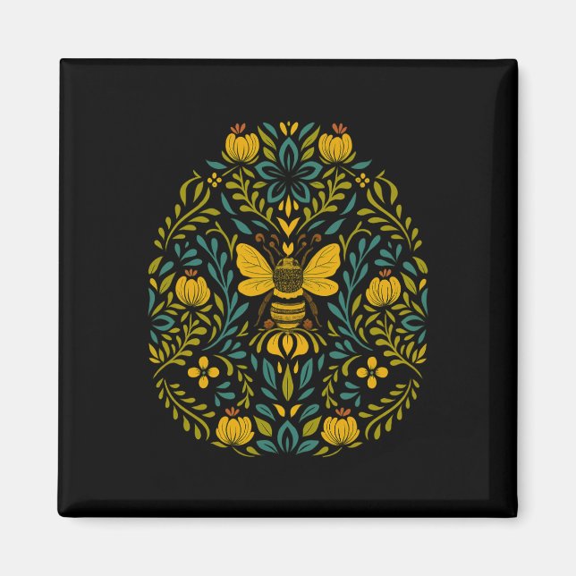 CottemCore Boho Blume Skandinavische Folklorekunst Magnet (Vorne)