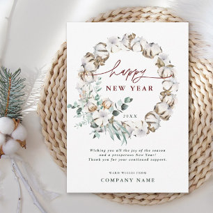Cotton Blume Business New Year Card mit QR Code Feiertagskarte