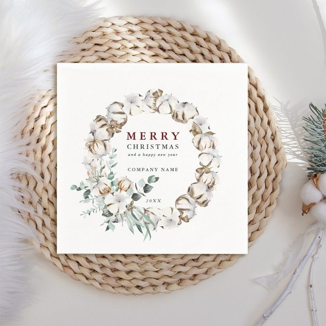 Cotton Blume Wreath Frohe Weihnachtsfeiertag Serviette (Von Creator hochgeladen)