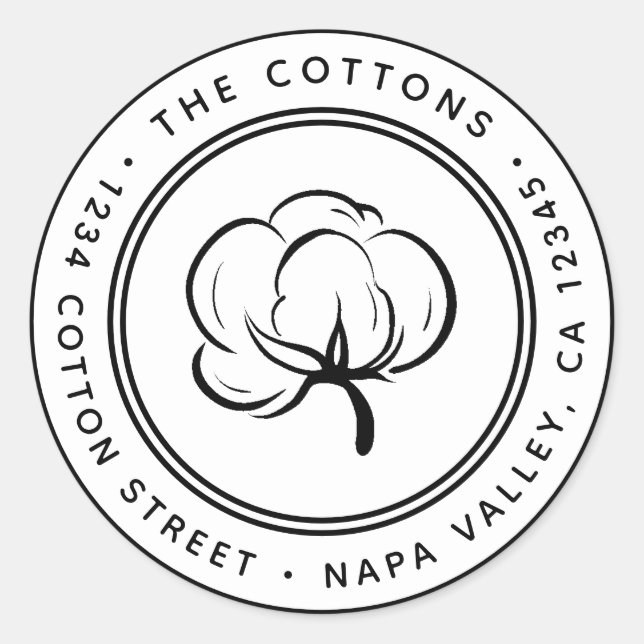Cotton Boll Icon-Rücksendeadresse Runder Aufkleber (Vorderseite)